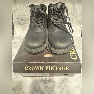 Crown Vintage Men's Black Lace-Up Boots size 3M